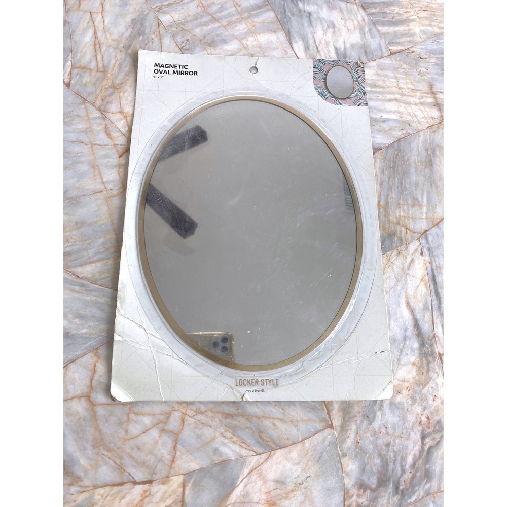 U Brands Locker Style Magnetic Oval Mirror Gold Frame 9x7 4075T New